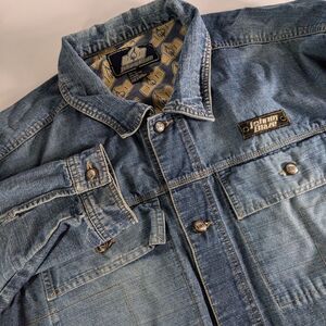 Vintage Johnny Blaze Men's 2XL Denim Brass‎ Button Blue Jean Jacket